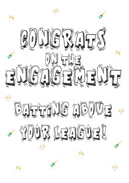 Congrats on engagement batting above your league A4 greetings card