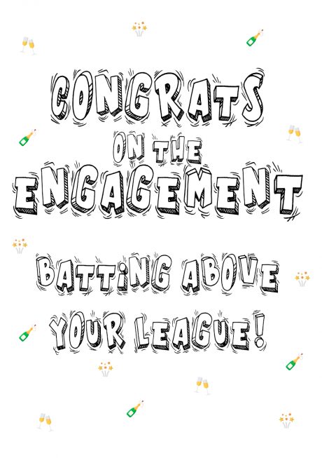 Congrats on engagement batting above your league A4 greetings card