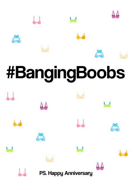 #bangingboobs happy anniversary greetings card