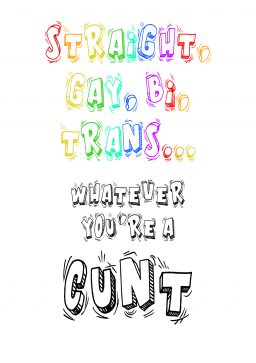 LBGT cunt A4 greetings card