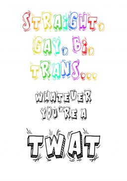 LGBT twat A4 greetings card