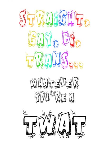 LGBT twat A4 greetings card